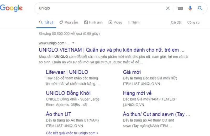 Google Sitelink giúp tăng cơ hội bán hàng