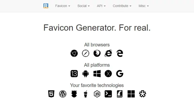 Giao diện Real Favicon Generator