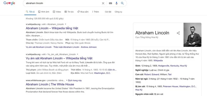 Wikipedia luôn có thứ hạng cao trong trang kết quả tìm kiếm.